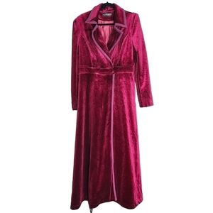 FEIINVAN Burgundy Velvet Luxe Long Coat P2P 21"